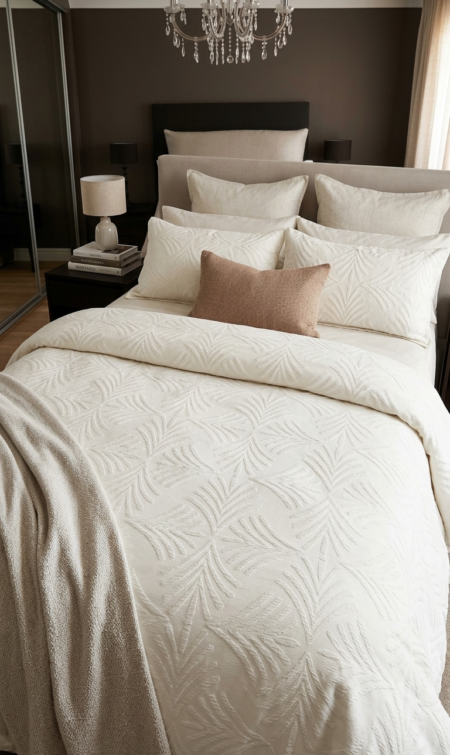 Horrockses Embossed Ivory Duvet Cover