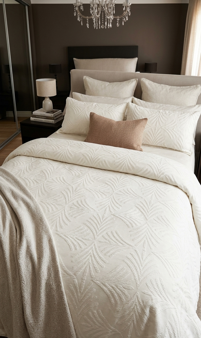 Horrockses Embossed Ivory Duvet Cover